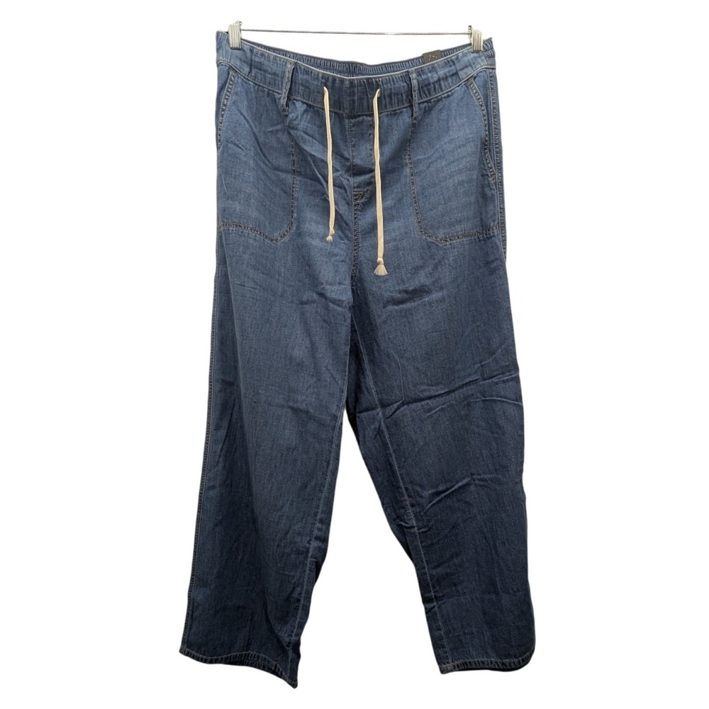 Torrid Wide Leg Jeans 1R Blue New Pull On Lightweight Drawstring Denim Deadstock